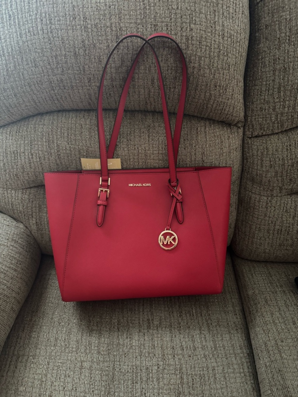 Authentic Michael Kors CHARLOTTE Women's Tote Bag Bright Red Brand New
